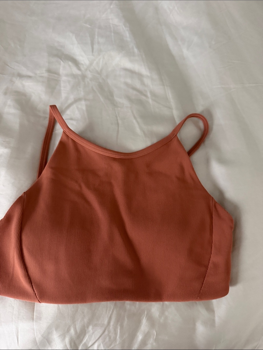 lululemon athletica Ribbed High-Neck Crop Tank - Rustic Coral